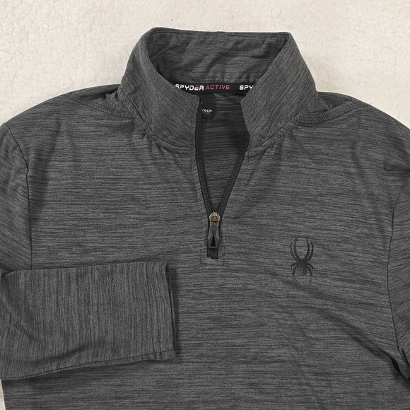 Spyder Active Mens Gray 1/4 Zip Pullover Lightweight Stretch Base Layer Athletic - Picture 1 of 10